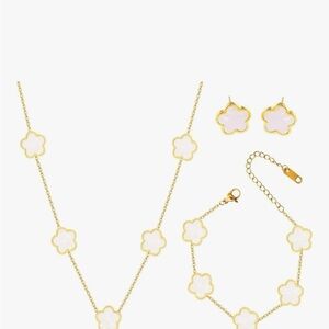 18k overlay- White Clover Jewelry Set - Women